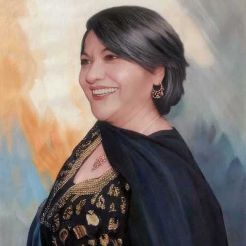 Each portrait is entirely hand-painted, starting from a blank canvas.