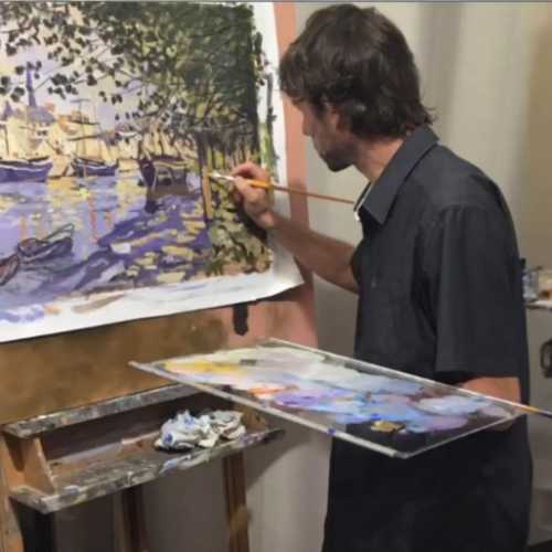 Aquí estoy haciendo una copia de Monet