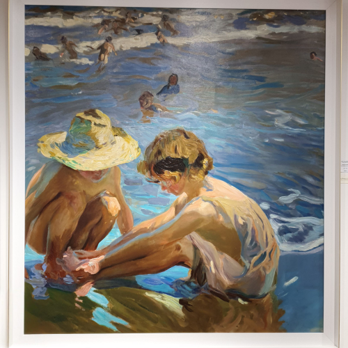 Reproducción de un cuadro según Sorolla, 'Niños en la playa'.